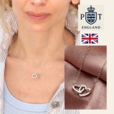 英国製 ハンドメイド ダブルハート シルバーネックレス レディース ハートモチーフ スターリングシルバー 925 上品 シンプル 大人 女性 彼女 妻 誕生日 記念日 結婚記念日 母の日 クリスマス バレンタイン ホワイトデー プレゼント ギフト