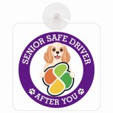 カーサイン 高齢者マーク SENIOR SAFE DRIVER アメリカンコッカースパニエル 車内用 吸盤タイプ 収れん火災防止タイプ 肉球 日本製 車 ステッカー