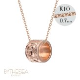 ゴールド ネックレス ハワイアンジュエリー ネックレス ゴールド ピンクゴールド ネックレス スクロールチューブ Lサイズ 14K K14ピンクゴールド K10 10Kあずきチェーン太0.7mm ギフトラッピング可能 BY THE SEA バイザシー プレゼント ハロウィン 【品番：CG-GP126R】