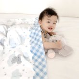 【お名前入りブランケット】ぞう×ギンガムチェック柄 名入れ ギフト 出産祝い ニューボーン 誕生日 出産準備 撮影アイテム ベビーブランケット