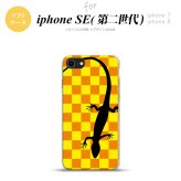 iPhoneSE 2 第二世代 iPhone8&iPhone7 共用 スマホケース 背面カバー ソフトケース トカゲ 市松 黄 おしゃれ かわいい かっこいい メンズ レディース nk-ise2-tp861