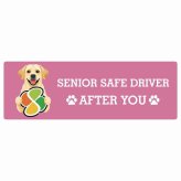 カーサイン 高齢者マーク SENIOR SAFE DRIVER ラブラドールレトリバー ステッカー シール 長方形 20x6.7cm 肉球 日本製 車