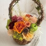 バスケットアレンジ　ひまわり　送料無料(北海道・沖縄は追加料金あり)☆Milky Basket ミルキーバスケット☆【プリザーブドフラワー】【フレンチシックなフラワーアレンジ】【新築祝いに・お誕生日に】
