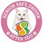 カーサイン 高齢者マーク SENIOR SAFE DRIVER ターキッシュアンゴラ ステッカー シール 直径13cm 肉球 日本製 車