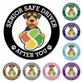 カーサイン 高齢者マーク SENIOR SAFE DRIVER エアデールテリア マグネット 強力 直径13cm 肉球 日本製 車 ステッカー
