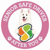 カーサイン 高齢者マーク SENIOR SAFE DRIVER ホワイトスイスシェパード ステッカー シール 直径13cm 肉球 日本製 車