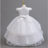 子供ドレス キッズ フォーマルドレス プリンセスドレス 女の子　子どもドレス　ロング丈　 発表会 結婚式 誕生日 七五三 110～160cm ピンク　ダークピンク　ホワイト　ワインレッド　リボン レース