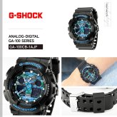 G-SHOCK ブラック×ブルー カモフラージュ アナデジ 腕時計 メンズ GA-100CB-1AJF