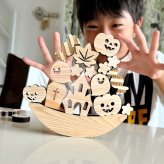 【国産ひのき】ハロウィン 積む積む おもちゃ ギフト プレゼント 幼稚園 小学生 男の子 女の子 バランス ゲーム 積み木 ツムツム インテリア