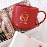 還暦祝い 似顔絵入り 赤いマグカップ 【還暦祝い専用にがおえキャラ＊マディマグ（特別BOX付き）】 オシャレで誕生日プレゼントなどにもオススメ