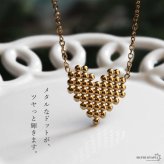 ステンレス ピクセルハートネックレス 18KGP ドット レディース ハートモチーフ ゴールドカラー 小ぶり ペンダント 首飾り 大人可愛い きれいめ 上品 おしゃれ 女性用 アクセサリー デイリー 普段使い トレンド 注目 旬
