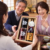 卒業 退職 名入れ ペアギフト SXX 酒セット 麦焼酎 黒木本店 中々 720ml & 有田焼 二重構造 保温保冷 タンブラーカップ 茶 黒 2点 紐リボン・コサージュ付 ギフトBOX入り / プレゼント ギフト 夫婦 結婚 金婚式 銀婚式 退職 記念 誕生日 長寿 祝い