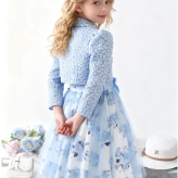 子供ドレス ピアノ発表会 ボレロ ジャケット+ワンピース　キッズ ブルー （110-160CM）パープル　ピンク 七五三 ロング パーティー プリンセス ウエディング 中学生 誕生日 入園式 入学式 演奏会 フラワーガール ギフト　花柄フォーマル２点セット　特別な日を華やかに彩る