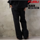 FUBU フブ フレアパンツ メンズ レディース fam-62507 スタッズ フレア スウェットパンツ ブーツカット イージーパンツ 迷彩 カモフラ 刺繍 スケート ストリート ヒップホップ ダンス カジュアル ボトムス M L XL XXL 2026FW Karlas