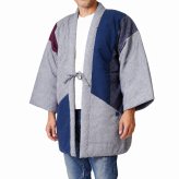 綿入り はんてん 日本製 半天 どてら メンズ 紬切り替え 7270 MI-04 冬 丹前 はんてん 還暦 ちゃんちゃんこ ハンテン 部屋着 ルームウエア