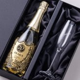 名入れボトル＆グラス ゴールドスパークリング＆シャンパングラスセット with SWAROVSKI 名入れ お酒 シャンパン ワイン 彫刻 ボトル スワロフスキー お酒【バースデー《誕生日》】【ウェディング《結婚》】【父の日】【母の日】【クリスマス】【記念日】【開店】【卒業】