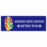 カーサイン 高齢者マーク SENIOR SAFE DRIVER イングリッシュコッカースパニエル ステッカー シール 長方形 20x6.7cm 肉球 日本製 車