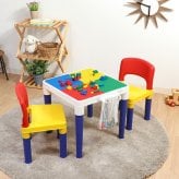 キッズテーブル&チェアセット テーブル セット ブロック 100個付 おえかき 子供イス カラフル 付き イス 知育玩具 子供 知育 キッズ ミニ 机 子供椅子 キッズテーブ 子供用テーブル キッズチェア キッズデスク テーブル椅子セット 知育テーブル