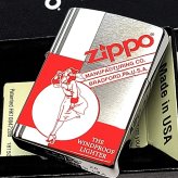 ZIPPO ウィンディ おしゃれ ジッポ ライター シルバーサテン レッド Windy クラシック 銀 赤 可愛い レディース メンズ ギフト プレゼント