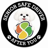 カーサイン 高齢者マーク SENIOR SAFE DRIVER ビションフリーゼ マグネット 強力 直径13cm 肉球 日本製 車 ステッカー