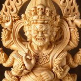 烏枢沙摩明王 仏像 うすさま明王 木彫り 桧木製 高さ36cm トイレの神様 厠の神 不浄除け 浄化 厄除け 開運 木彫仏像 置物