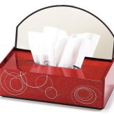 ミラー付ティッシュBOX（シルバーライン）　朱 インテリア 漆器 盆 カタログギフト 景品 粗品