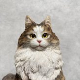 WooBia ウービア 猫 置物 お座りノルウェージャンフォレストキャット マスターズエディション 高さ29.5cm リアル 長毛 ネコ アニマルオブジェ 玄関 リビング インテリア 猫好き 新築祝い 開店祝い 退職祝い プレゼント ギフト