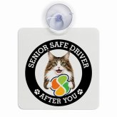 カーサイン 高齢者マーク SENIOR SAFE DRIVER ノルウェージャンフォレストキャット 車内用 吸盤タイプ 収れん火災防止タイプ 肉球 日本製 車 ステッカー