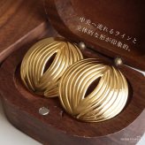 ステンレス サークルピアス ワイド 18KGP 両耳用 2点セット レディース ゴールド 大ぶり ラウンド 透かし ボリューム 存在感 上品 華やか 大人 女性 アクセサリー 耳飾り おしゃれ きれいめ モード レトロ パーティー
