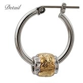 ハワイアンジュエリー ピアス 金属アレルギー対応 純チタンポスト シルバー925 2トーンイエロー チャーム フープピアス クロッシングピアス 20G(ゲージ) 幅20mm レディース 誕生日 プレゼント ハロウィン 【品番：HE-SP3211】
