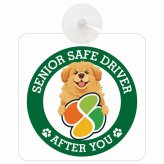 カーサイン 高齢者マーク SENIOR SAFE DRIVER チベタンマスティフ 車内用 吸盤タイプ 収れん火災防止タイプ 肉球 日本製 車 ステッカー