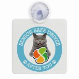 カーサイン 高齢者マーク SENIOR SAFE DRIVER シャルトリュー 車内用 吸盤タイプ 収れん火災防止タイプ 肉球 日本製 車 ステッカー