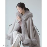 カシミヤ ケープ レディース 秋 冬 フォックスファー カシミヤ100％ フード付き 30代 40代 50代 女性 冠婚葬祭 フォーマル 結婚式 卒園 卒業式 入園 入学式 ギフト プレゼント 7F (6777r)