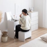 ドレッサー コンパクト 鏡台 ミラー 鏡 一面ドレッサー 木製 メイク台 白 机 化粧台 収納 木製ドレッサー ホワイト ウォールナット ナチュラル おしゃれ 北欧 ミッドセンチュリー レトロ モダン シンプル かわいい