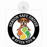 カーサイン 高齢者マーク SENIOR SAFE DRIVER ボクサー 車内用 吸盤タイプ 収れん火災防止タイプ 肉球 日本製 車 ステッカー