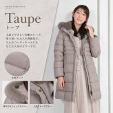 ダウンコート レディース  ミディアム メルファージュ ダウン90% フォックス ファー フード付き ダウン コート ロングコート ロング丈コート【着丈約90CM】 (d3411)
