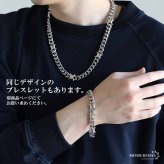 ステンレス 有刺鉄線ネックレス 6面カット 喜平チェーンネックレス オニハリバーブ シルバー 重厚感 個性的 メンズ 男性 金属アレルギー対応