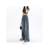 ワイドデニムパンツ レディース 通販 レディースジーンズ ハイウエストデニム ジーパン ワイドパンツ 美脚シルエット ゆったり ダボ感 ビッグシルエット カジュアル タックイン 体型カバー レトロ風 ベルトループ付 ルーズフィット レディースファッション
