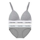 カルバンクライン Calvin Klein(CK) ブラ&ショーツ セット ロゴ 無地 ノンワイヤー アンダーウェア インナー 下着 QF8498+QF8520 レディース グレー