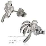 ハワイアンジュエリー ピアス ヤシの木 シルバー925 ロジウムコーティング キュービックジルコニア キャッチ パームツリー 20G aumakua ハロウィン 【品番：005-12-01】