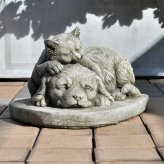 英国製 ストーン【子猫と子犬】仲良くお昼寝【ガーデニング雑貨】猫 犬 置物イングリッシュガーデン 幅33cm 11kg インポートガーデニング ガーデン 雑貨 オーナメント 