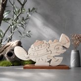 茶釜の組み木｜国産ヒノキ｜和風インテリア・木製置き物｜お茶好きの方への贈り物にも｜ハンドメイド