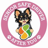 カーサイン 高齢者マーク SENIOR SAFE DRIVER ロングコートチワワ ステッカー シール 直径13cm 肉球 日本製 車
