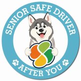 カーサイン 高齢者マーク SENIOR SAFE DRIVER シベリアンハスキー マグネット 強力 直径13cm 肉球 日本製 車 ステッカー