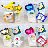 おむつバスケット ポケモン ピカチュウ カビゴン 送料無料 出産祝い ベビーギフト 女の子 男の子 プレゼント pokemon monpoke　名入れ バルーン インスタ映え パンパース おむつケーキ ダイパーケーキ おむつタワー バスケット おむつケース おむつ入れ おむつストッカー カラリ