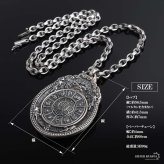 シルバー925 曼荼羅ネックレス ごつめ 干支 ペンダントネックレス 六字真言 ペーパーチェーン メンズネックレス シルバー 回転ギミック 太め 大きめ 重厚感 梵字 幾何学模様 金剛杵 燻し 精巧 男性 金属アレルギー対応