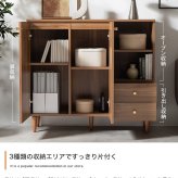 キャビネット サイドボード チェスト ディスプレイ ラック 収納 引き出し 扉付き オープン棚 オープンラック 可動棚 本棚 食器棚 リビングボード ファミリー 一人暮らし ワンルーム リビング 寝室 ダイニング キッチン 幅98 ナチュラル シンプル 北欧