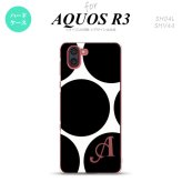 SH-04L SHV44 R3 AQUOS R3 スマホケース カバー 水玉 B 白 黒 +アルファベット nk-r3-1114i