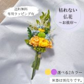 プリザーブドフラワー仏花　ラフィネ　紫苑の祈り　陽だまりの祈り　仏花　お供え　贈り物　プレゼント　お彼岸　枯れない仏花 フラワーアレンジ