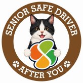カーサイン 高齢者マーク SENIOR SAFE DRIVER 黒白（ハチワレ） ステッカー シール 直径13cm 肉球 日本製 車